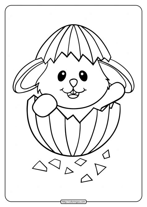 Baby Rabbit Cute Easter Egg Coloring Page