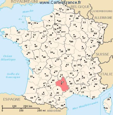 AVEYRON : map, cities and data of the departement of Aveyron 12