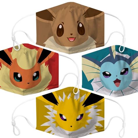 Eevee Face Mask, Pokemon Face Mask, Eevee Evolutions Mask with PM 2.5 Filter, Face Mask, Dust ...