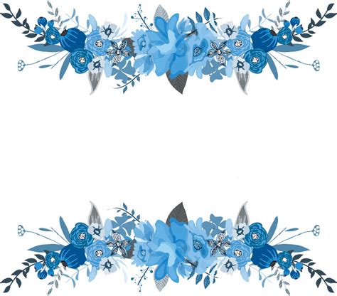 Download Transparent Flowers Floral Bouquet Flower Border Frame Blue - Flower Frame Blue Png ...