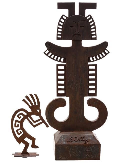 #144: ARTIST SIGNED IRON SCULPTURE BASED ON MAYAN GOD FIGURE