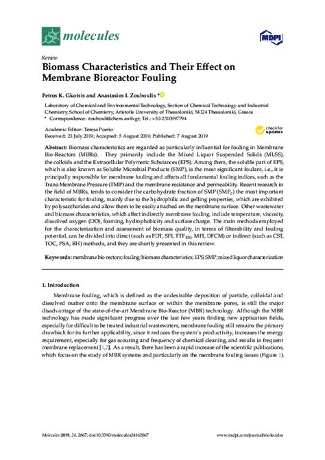 (PDF) Biomass Characteristics and Their Effect on Membrane Bioreactor ...