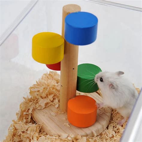 New Hamster Toys Jumping Ladder Natural Wooden Colorful Scaling Ladder Fun Play Toy for Pet Rat ...