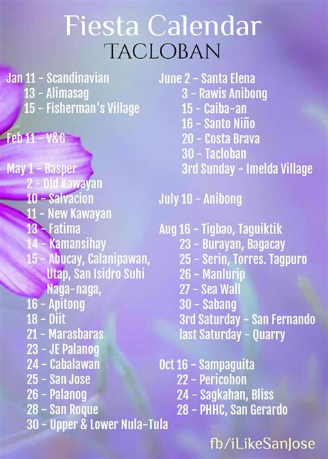 I Love Tacloban - Must have : Fiesta calendar of different...