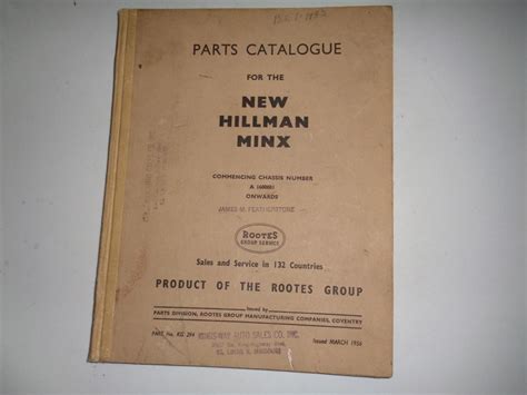 Hillman Minx Part Catalog - British Other - MG, Triumph, Jaguar, etc ...