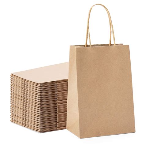 Brown Kraft Paper Bags Gift Party Bags with Handles 25pc 5"x3.75"x8 ...