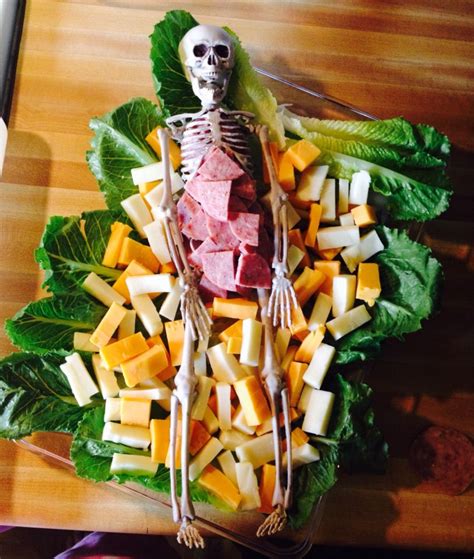 Skeleton Cannibal Cheese n Meat tray potluck Halloween food | Halloween food for party, Fun ...