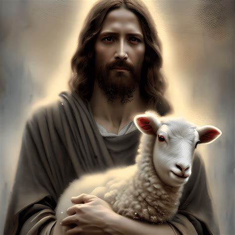 Jesus Christ Holding a Lamb Graphic · Creative Fabrica