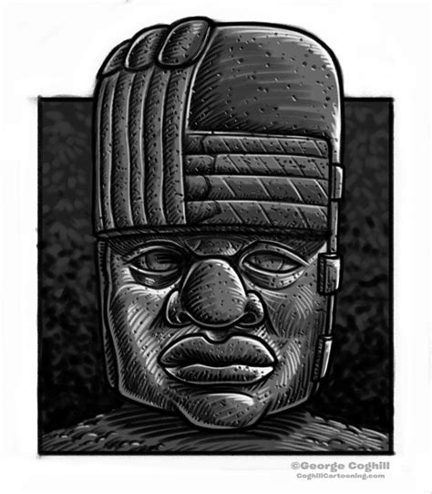 Olmec Head Statue Sculpture Cartoon Sketch 4 | Coghill Cartooning ...