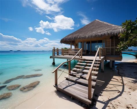 Premium AI Image | Beach in maldives huts