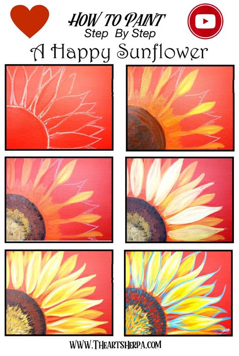 Easy Sunflower Acrylic Painting Tutorial Step By Step Live Streaming | The Art Sherpa