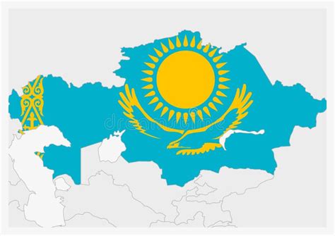 Kazakhstan Map Highlighted in Kazakhstanflag Colors Stock Vector - Illustration of flag, graphic ...