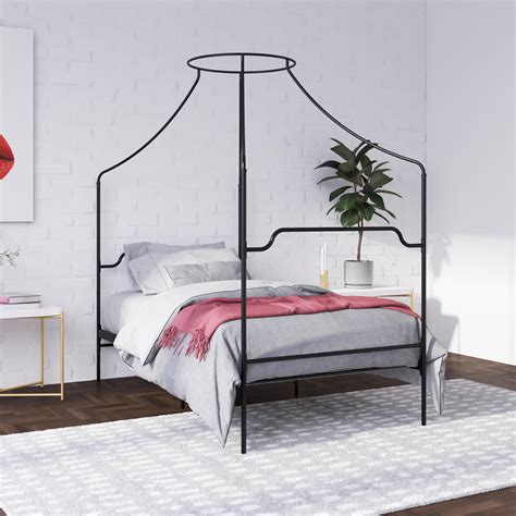 Novogratz Camilla Metal Canopy Bed, Twin Size Frame, Black - Walmart.com