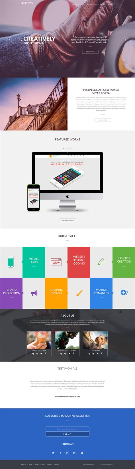 Free Responsive Website PSD Templates - GraphicsFuel