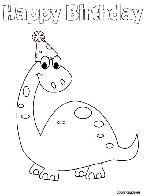 Dinosaur Happy Birthday – Coloring Page