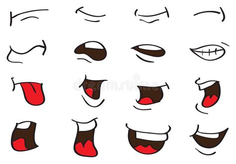 Cartoon Mouth Expressions Vector Designs Isolated On White Stock Vector - Illustration of ...