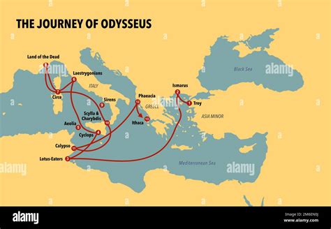 Map with the journey of Odysseus Stock Photo - Alamy