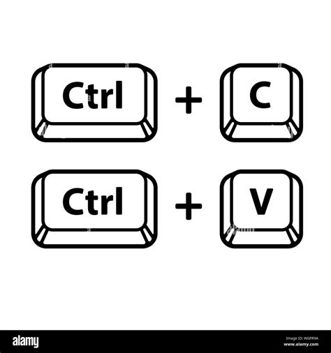 Ctrl C, Ctrl V keyboard buttons, copy and paste key shortcut. Black and white computer icons ...