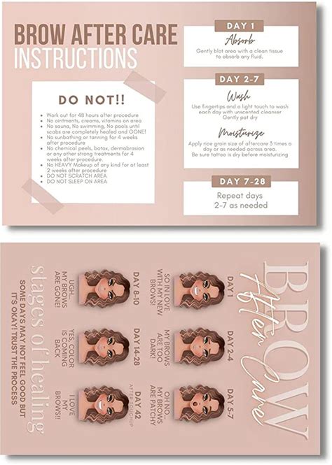 PMU Eyebrow Powder Brow Microblading Aftercare Instruction Cards