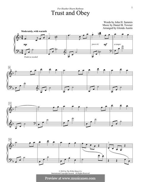 Trust and Obey by D.B. Towner - sheet music on MusicaNeo