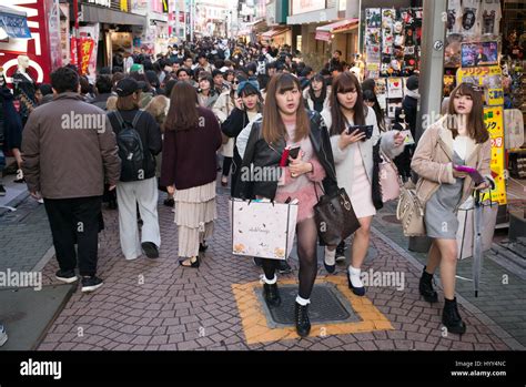 Takeshita Street in Harajuku, Tokyo is a popular area for fashion and ...