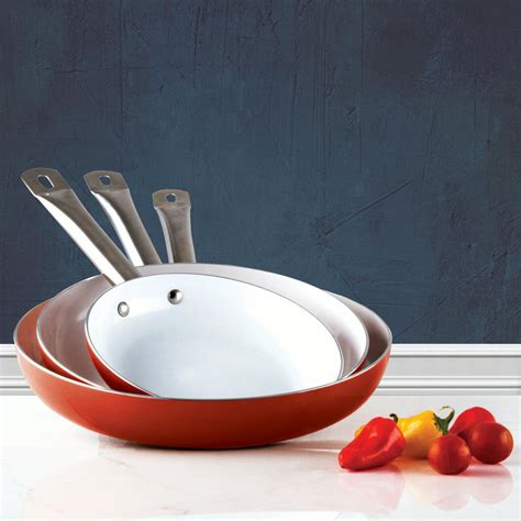 3 Pack Healthy Ceramic Frying Pan Set - Nonstick Ceramic Red Pan With Metal Handle - Walmart.com ...