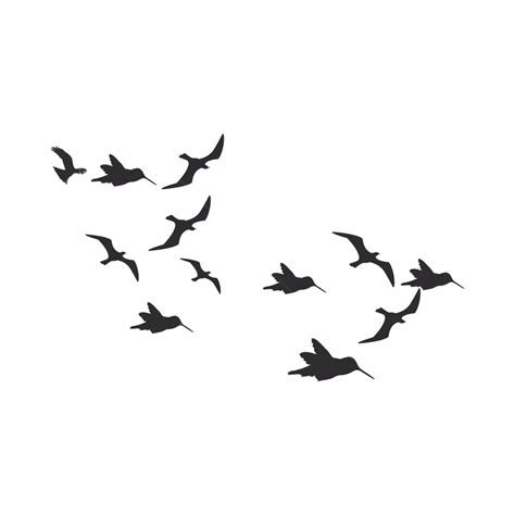 Birds Flying, Bird Flying Silhouette Hand Drawn, Bird Flying Set, Bird PNG and Vector with ...