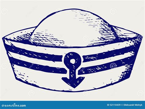 Sailor cap stock vector. Illustration of cruise, draw - 52110439