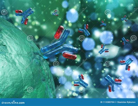 Antibodies, Immunoglobulins, Scientific Background, 3D Rendering Stock Illustration ...