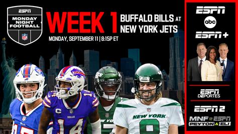 Monday Night Football 2023 Schedule on ABC: Watch Buffalo Bills @ New York Jets LIVE Monday ...