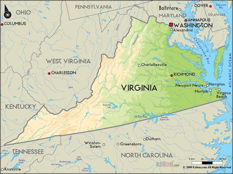 Geographical Map Of Virginia - Map Of Western Hemisphere