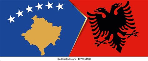 Kosovo Albania Flags Two Vector Flags Stock Vector (Royalty Free ...