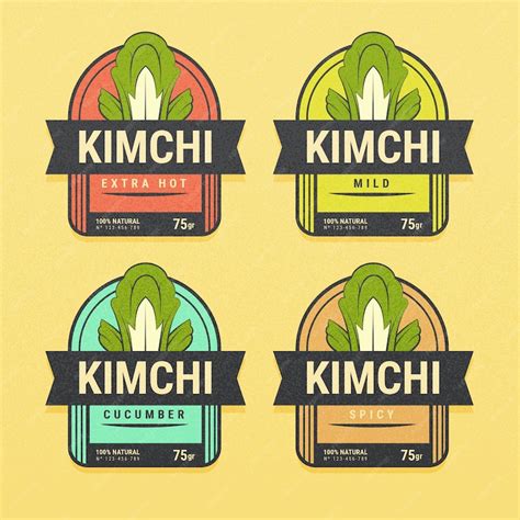 Free Vector | Hand drawn kimchi label collection