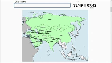 Countries of Asia Map Quiz - Geography - Sporcle - YouTube