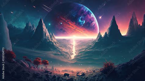 Space Galaxy Wallpaper, landscape, 4k Stock Illustration | Adobe Stock