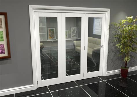 2140 x 2070 White Primed Internal Folding door system with Clear Glass