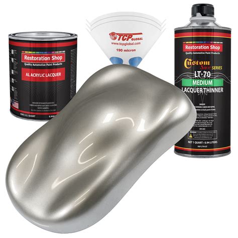 Restoration Shop - Pewter Silver Metallic Acrylic Lacquer Auto Paint - Complete Quart Paint Kit ...