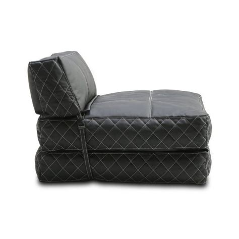 Gold Sparrow Austin Leather Convertible Bean Bag Chair Bed in Black ...