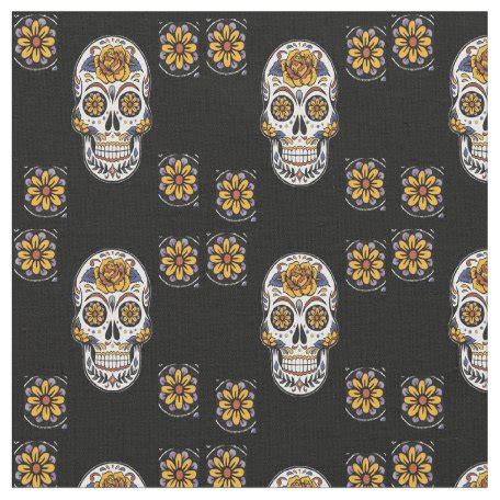 Floral skull pattern fabric | Zazzle.com