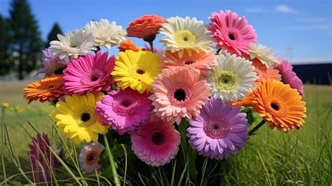 Premium AI Image | vibrant gerbera daisy bouquet showcases natural beauty