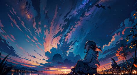 1280x700 Resolution Anime Girl Looking for Sunset 1280x700 Resolution Wallpaper - Wallpapers Den