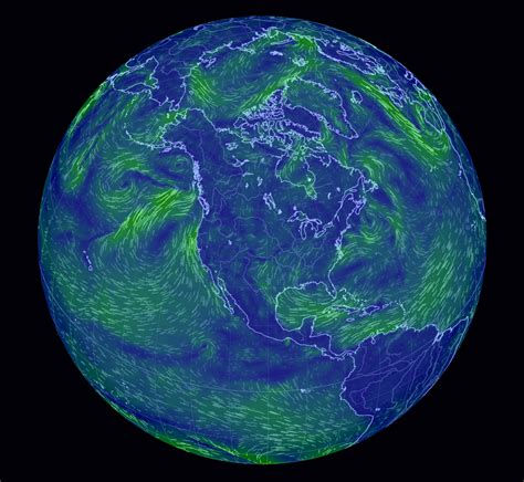 Earth Wind Map - An animated map of global wind conditions. Rotate globe with your mouse to see ...