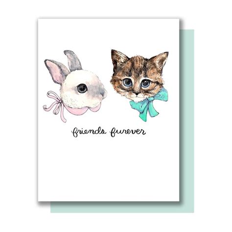 Friends Furever Bunny Kitten Friendship Best Friends Forever | Etsy