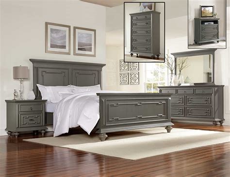 Monterrey Grey Geometric 5 Piece Queen Bedroom Set with Chest - Walmart.com - Walmart.com