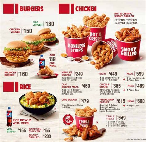 menu Kfc | Kentucky fried chicken menu, Food menu design, Chicken menu