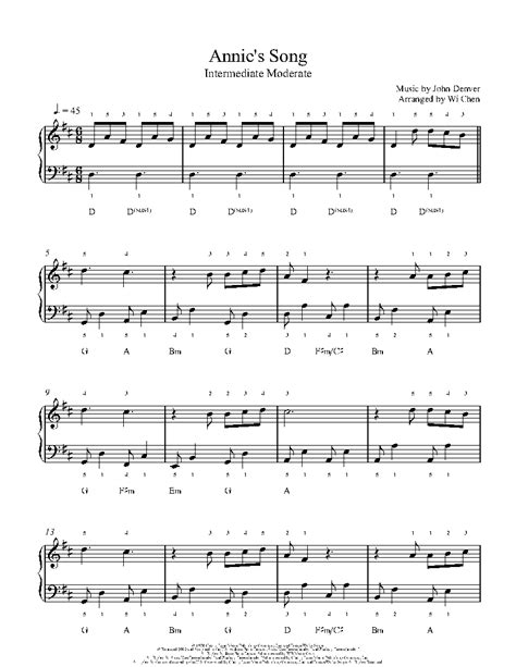 Annie's Song by John Denver Sheet Music & Lesson | Intermediate Level