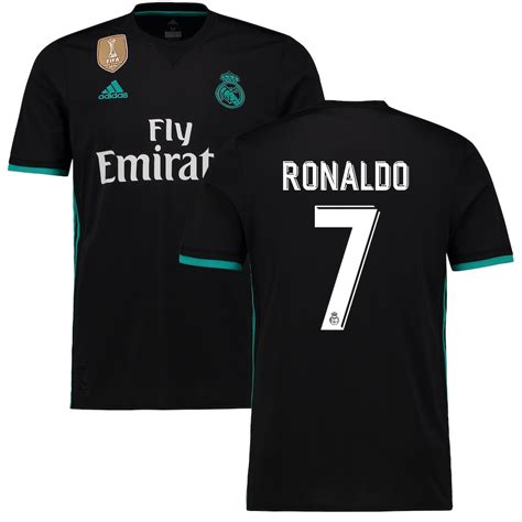 Men's adidas Ronaldo Black Real Madrid 2017/18 Away Replica Patch Jersey