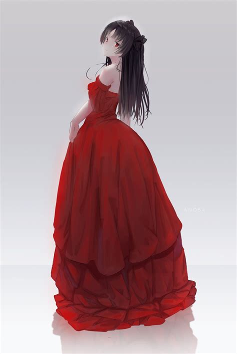 Anime Girl In A Red Victorian Dress