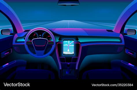 Inside futuristic car neon auto modern interior Vector Image