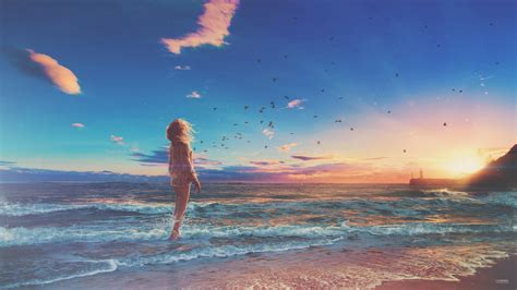 Girl Beach Sunrise Photo Manipulation Wallpaper,HD Artist Wallpapers,4k ...